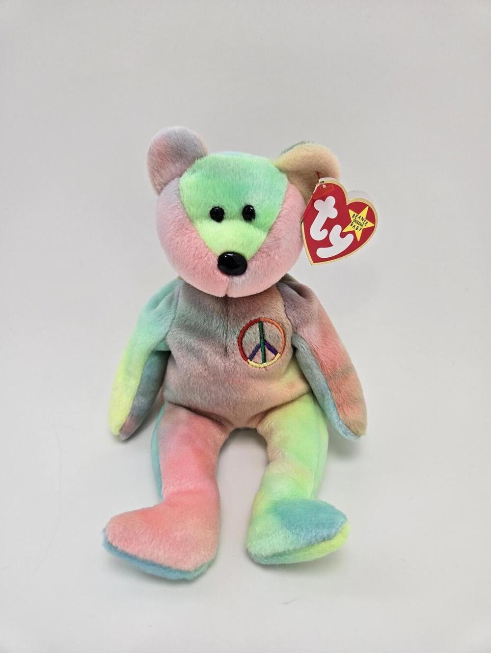 Ty Beanie Baby “Peace” the Bear - Canadian Tush Tag - Stamp # 115  (8.5 inch)